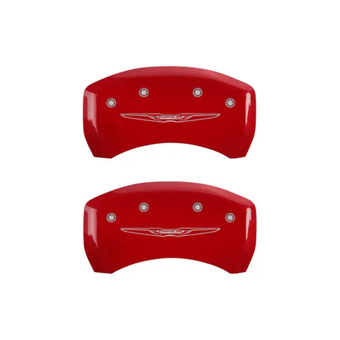 MGP 4 Caliper Covers Engraved Front & Rear Style 2/Chrysler Wing Red finish silver ch