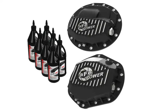 aFe 46-70402-PL Pro Series F&R Differential Cover Black w/ Machined Fins 13-18 RAM 6.7L 75W90 Synth Gear Oil