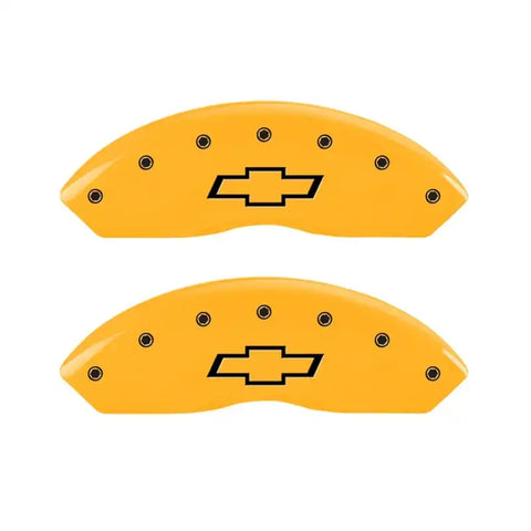 MGP 2 Caliper Covers Engraved Front Bowtie Yellow Finish Black Char 1997 Chevrolet C3500
