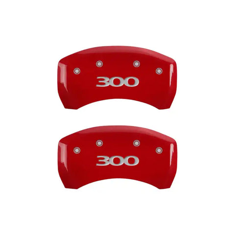 MGP 4 Caliper Covers Engraved Front & Rear 300 Red finish silver ch
