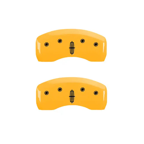 MGP 4 Caliper Covers Engraved Fr Lincoln Rr Star Logo Yellow Finish Blk Char 17 Lincoln Continental