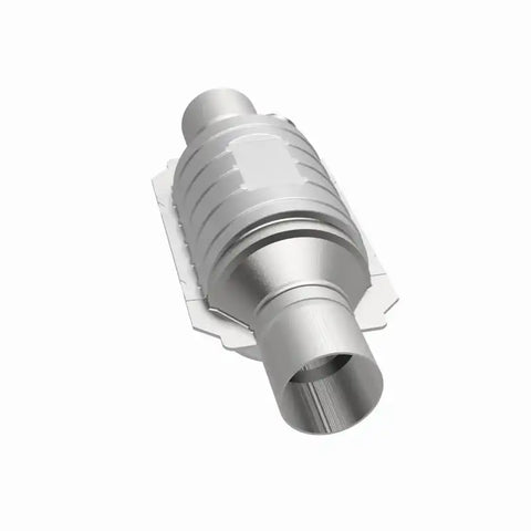 MagnaFlow Conv Univ 2in In/Out Ctr/Ctr Round 9in Body L x 5.125in W x 13in Overall L Single O2 Port