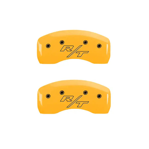 MGP 4 Caliper Covers Engraved Front & Rear Vintage Style/RT Yellow finish black ch