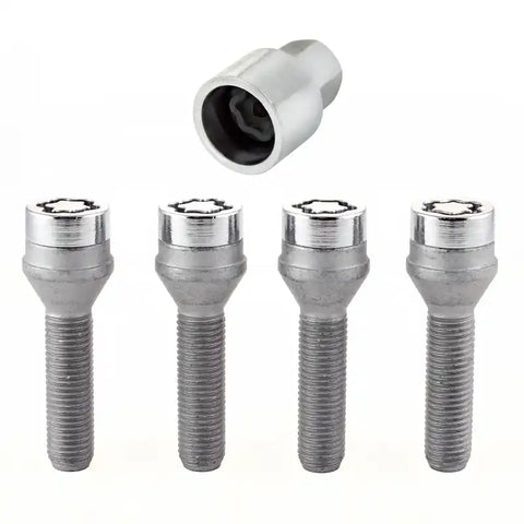 McGard Wheel Lock Bolt Set - 4pk. (Cone Seat) M12X1.5 / 21mm Hex 36.3mm Shank Length Chrome