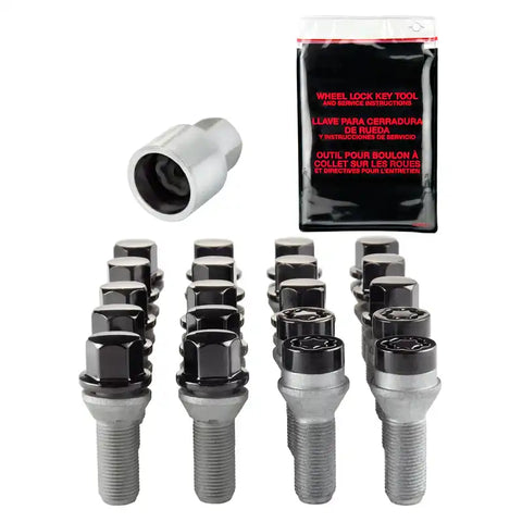 McGard 5 Lug Hex Install Kit w/Locks (Cone Seat Bolt) M14X1.5 / 17mm 28.0mm Shank L. - Black