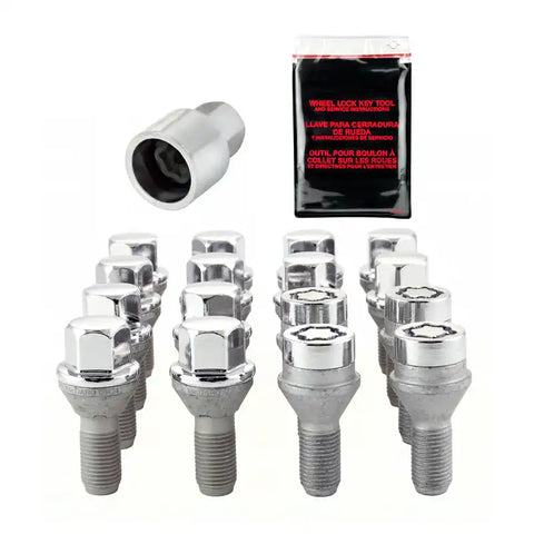 McGard 4 Lug Hex Install Kit w/Locks (Cone Seat Bolt) M12X1.25 / 17mm 22.0mm Shank L. - Chrome