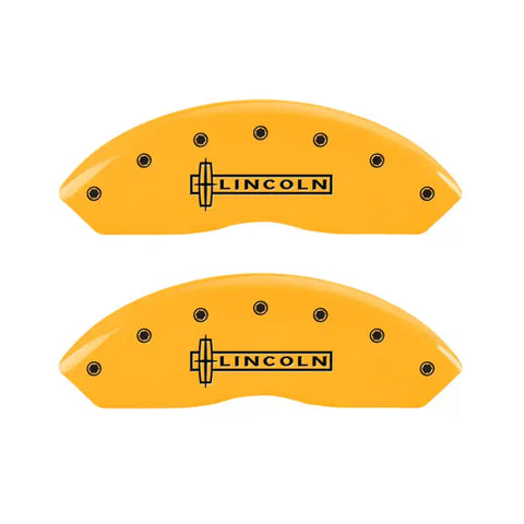 MGP 4 Caliper Covers Engraved Front & Rear Lincoln Yellow finish black ch