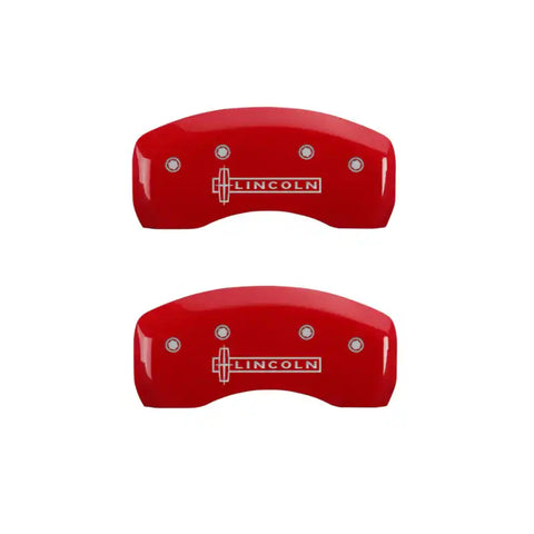 MGP 4 Caliper Covers Engraved Front & Rear Lincoln Red finish silver ch