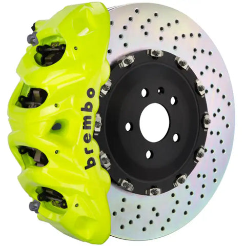 Brembo 18+ X3 /19+ X4 Front GT BBK 6 Piston Cast 380x34 2pc Rotor Drilled- Fluo. Yellow