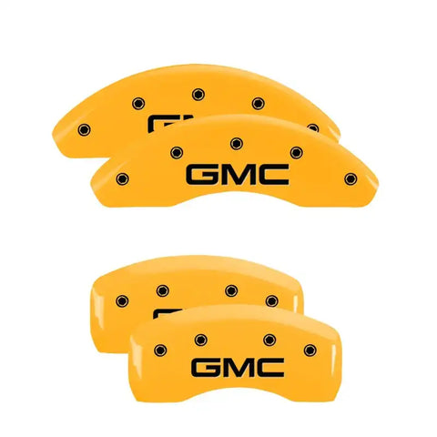 MGP 4 Caliper Covers Engraved Front & Rear GMC Yellow finish black ch