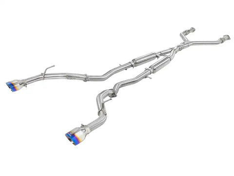 aFe 49-36134NM-L POWER Takeda 2.5in 304 SS CB Exhaust w/ Blue Flame Tips 17-19 Infiniti Q60 V6-3.0L (tt)