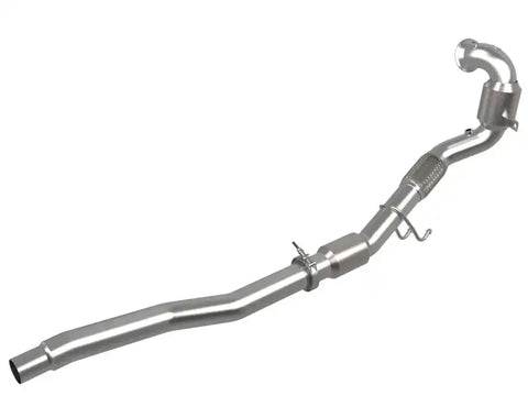 aFe 48-36411-1YC Power Twisted Steel Down Pipe 3in 304 Stainless w/ Cat 15-18 VW Golf R MKVII L4-2.0L (t)