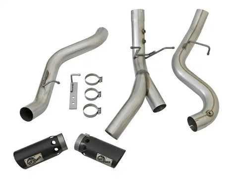 aFe 49-44086-B LARGE BORE-HD 4in 409-SS DPF-Back Exhaust w/Dual Black Tips 2017 GM Duramax V8-6.6L (td) L5P