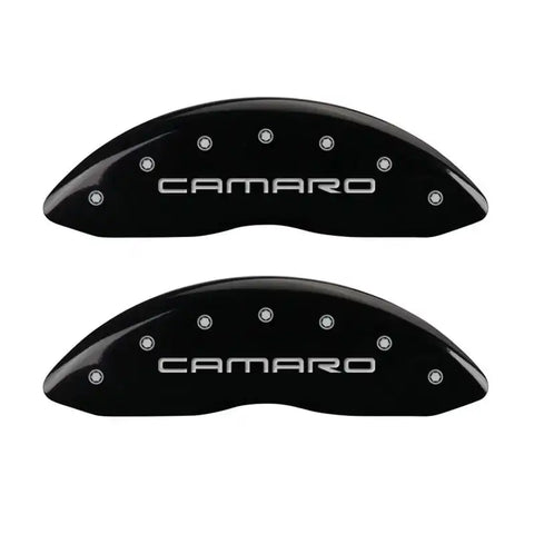 MGP 4 Caliper Covers Engraved Front & Rear Gen 4/Camaro Black finish silver ch
