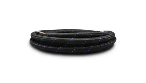 Vibrant -10 AN Two-Tone Black/Blue Nylon Braided Flex Hose (10 foot roll)