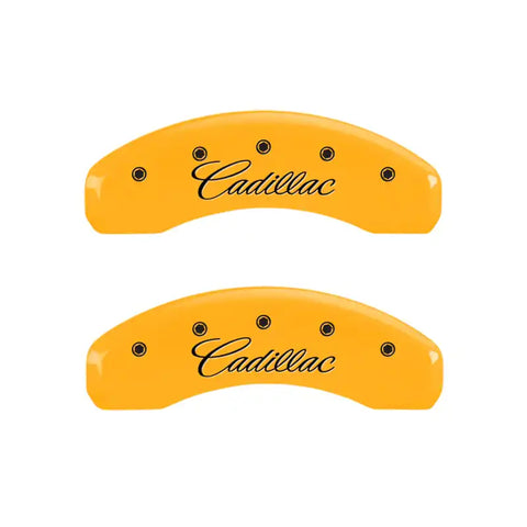 MGP 4 Caliper Covers Engraved Front Cursive/Cadillac Engraved Rear CTS4 Black finish silver ch