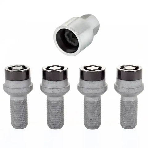 McGard Wheel Lock Bolt Set - 4pk. (Radius Seat) M14X1.5 / 17mm Hex 27.0mm Shank Length Black