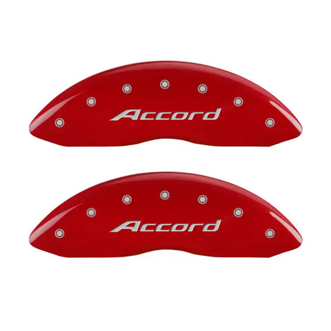 MGP 4 Caliper Covers Engraved Front Accord Engraved Rear Accord Red finish silver ch