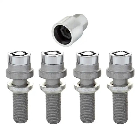 McGard Wheel Lock Bolt Set - 4pk. (Radius Seat) M14X1.5 / 19mm Hex 35.4mm Shank Length Chrome