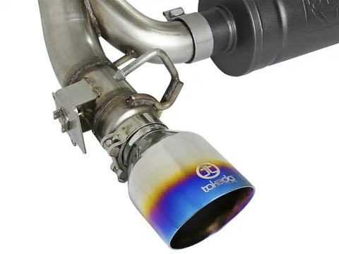 aFe 49-33104-L Takeda 3in 304 SS Axle-Back Exhaust System w/ Blue Flame Tip 16-18 Ford Focus RS 2.3L (t)