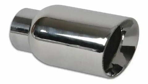 Vibrant 2.5in ID Single 4in OD Round SS Exhaust Tip (Double Wall Angle Cut)