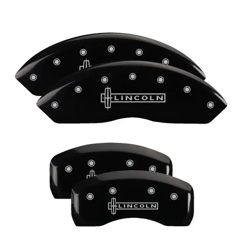 MGP 4 Caliper Covers Engraved Front Lincoln Engraved Rear Star logo Black finish silver ch