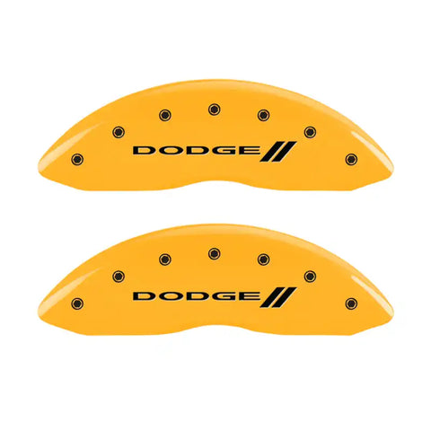 MGP 4 Caliper Covers Engraved F & R w/ Stripes/Dodge Yellow Finish Black Char 2006 Dodge Charger