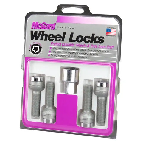 McGard Wheel Lock Bolt Set - 4pk. (Radius Seat) M12X1.5 / 17mm Hex 27.9mm Shank Length Chrome