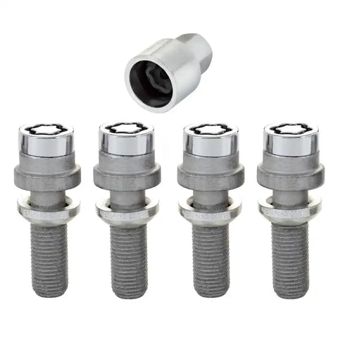McGard Wheel Lock Bolt Set - 4pk. (Radius Seat) M14X1.5 / 19mm Hex 35.4mm Shank Length Chrome