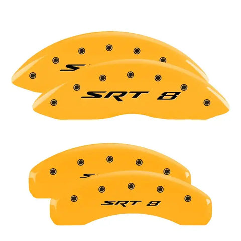 MGP 4 Caliper Covers Engraved Front & Rear Cursive/Challenger Black finish silver ch