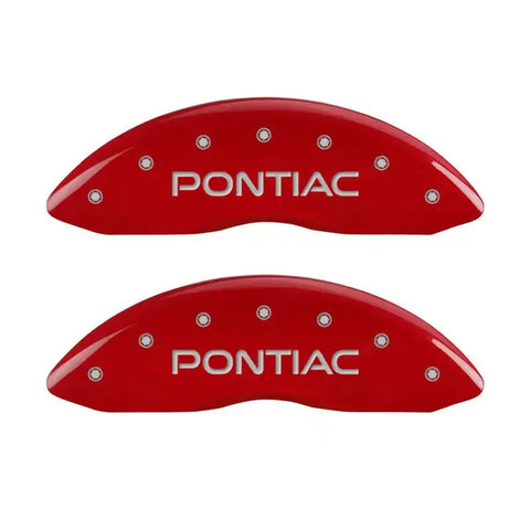 MGP 4 Caliper Covers Engraved Front & Rear Pontiac Red Finish Silver Char 2006 Pontiac GTO