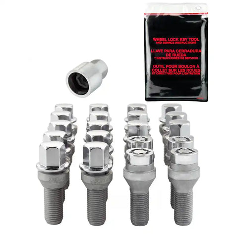 McGard 5 Lug Hex Install Kit w/Locks (Cone Seat Bolt) M12X1.25 / 17mm 25.6mm Shank L. - Chrome