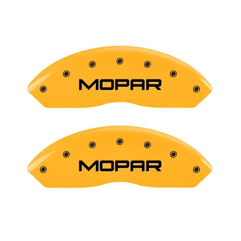 MGP 4 Caliper Covers Engraved Front & Rear Mopar Yellow Finish Black Char 2004 Jeep Wrangler