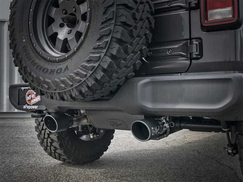 aFe 49-38066-B Rebel Series 2.5in 304 SS Cat-Back Exhaust w/ Black Tips 2018+ Jeep Wrangler (JL) V6 3.6L